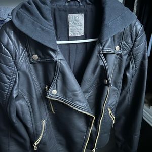 We The Free - Free People Vegan Leather Jacket with Hood - No Tags, NEVER worn.